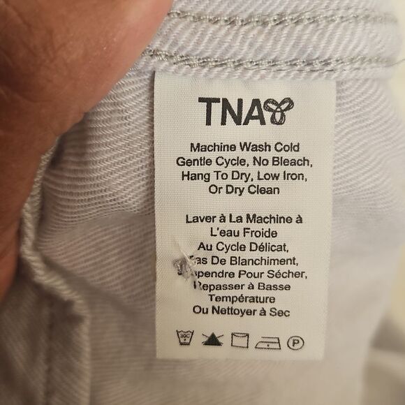 TNA Women's Classis Fit Button-Down Long Sleeves Cotton Shirt Small Gray - Picture 7 of 16